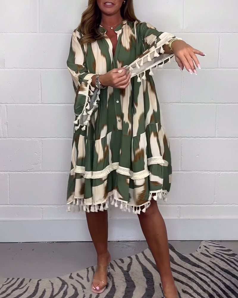 Afslappet kjole med vintage print