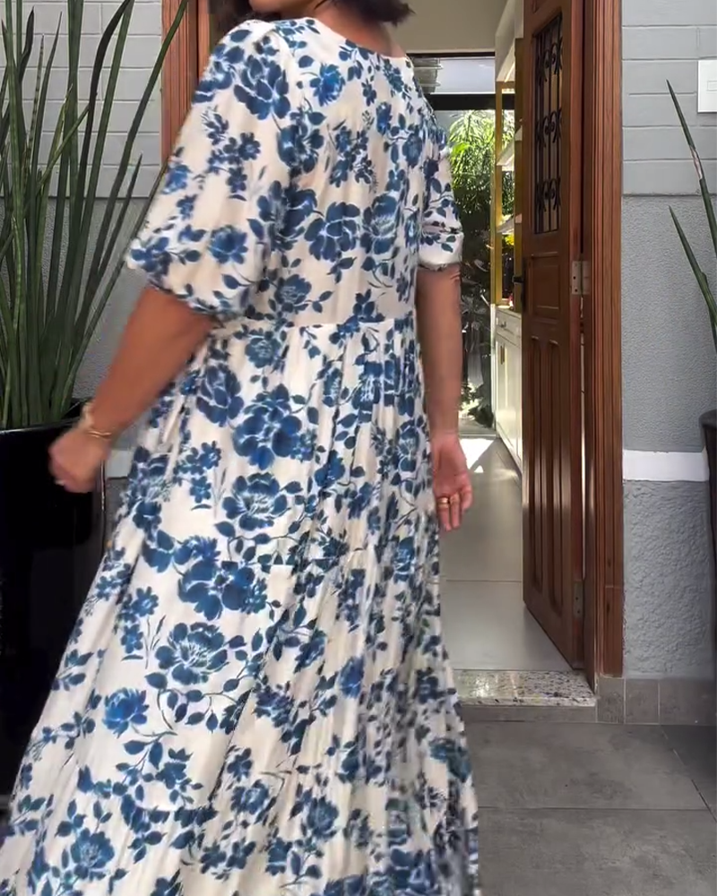 Kjole Kortærmet Blomsterprint