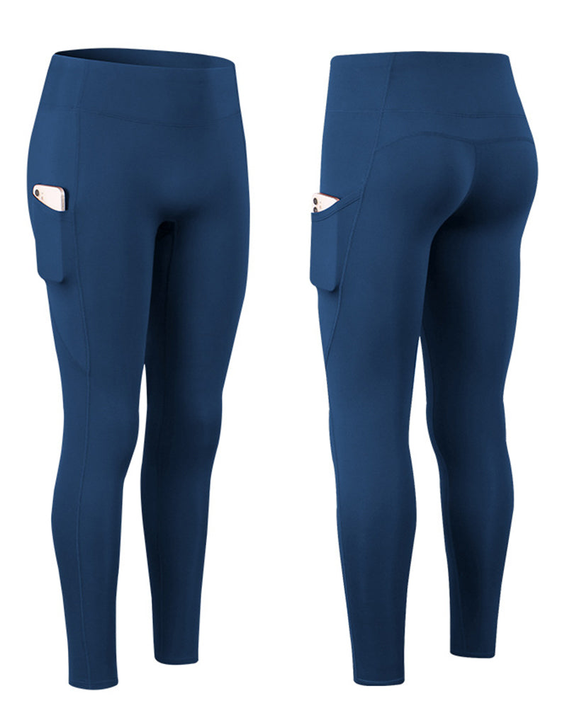 Ensfarvede leggings med fleecelommer