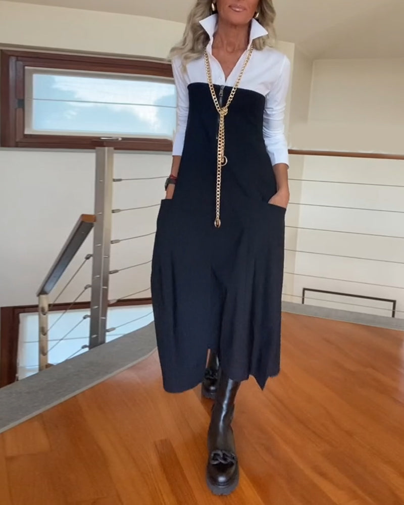 Stilfuld mørk nederdel med lynlåslommer