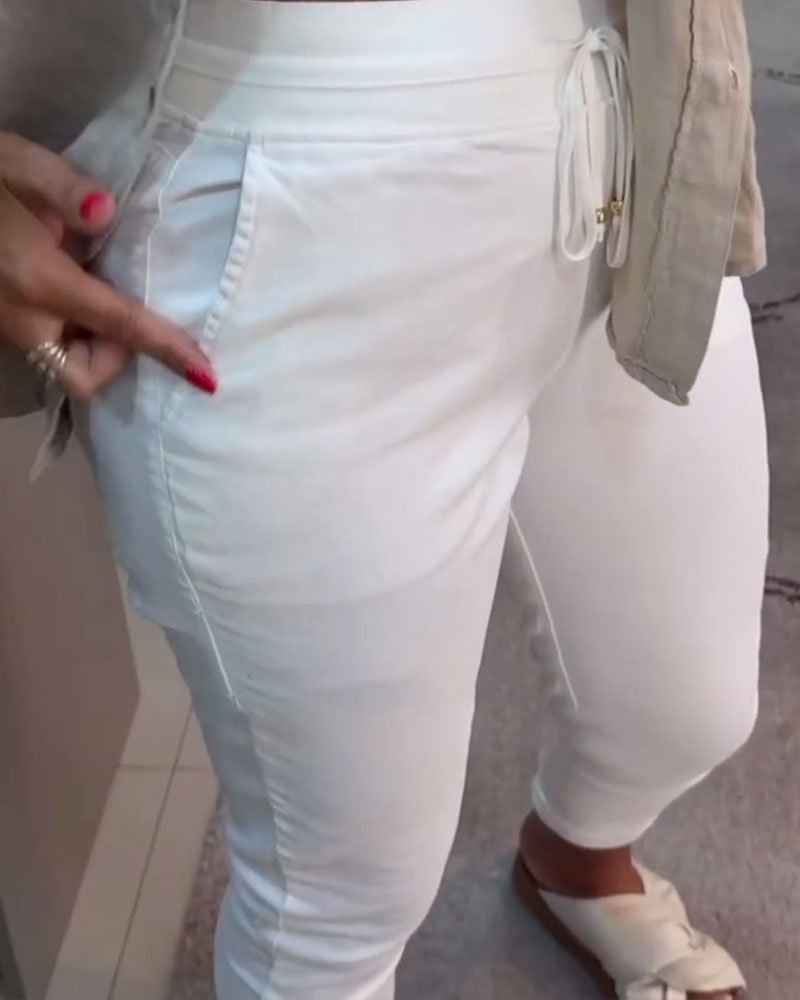 Tætsiddende Bukser Afslappet Med Snøre