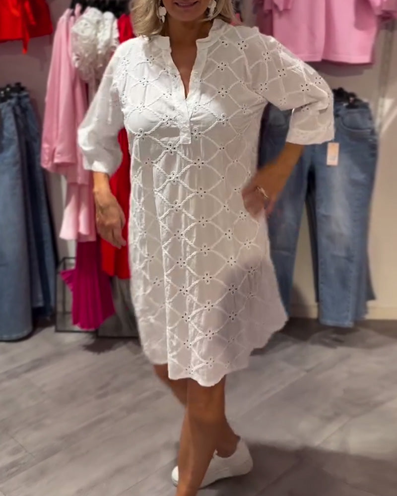 Kjole Langærmet Udfældet Blomst Løs