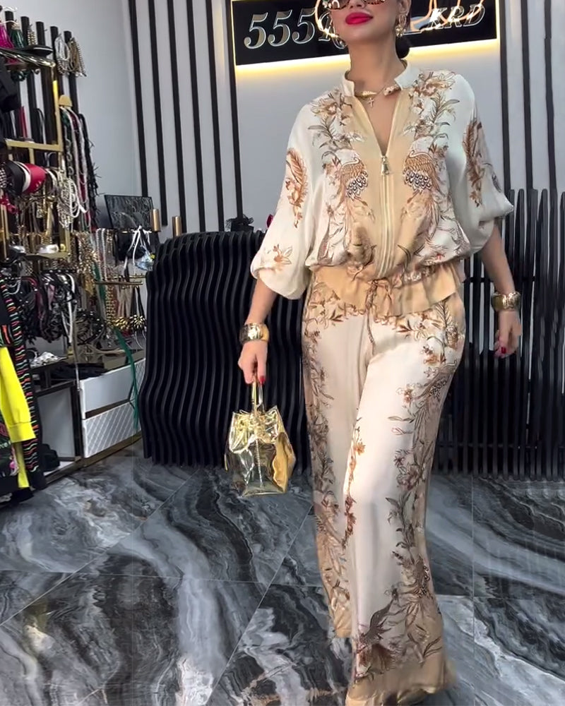 Bredbenet Jakkesæt Temperament Stående Krave Lynlås