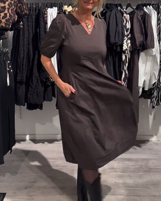Kjole V-hals Lomme Casual