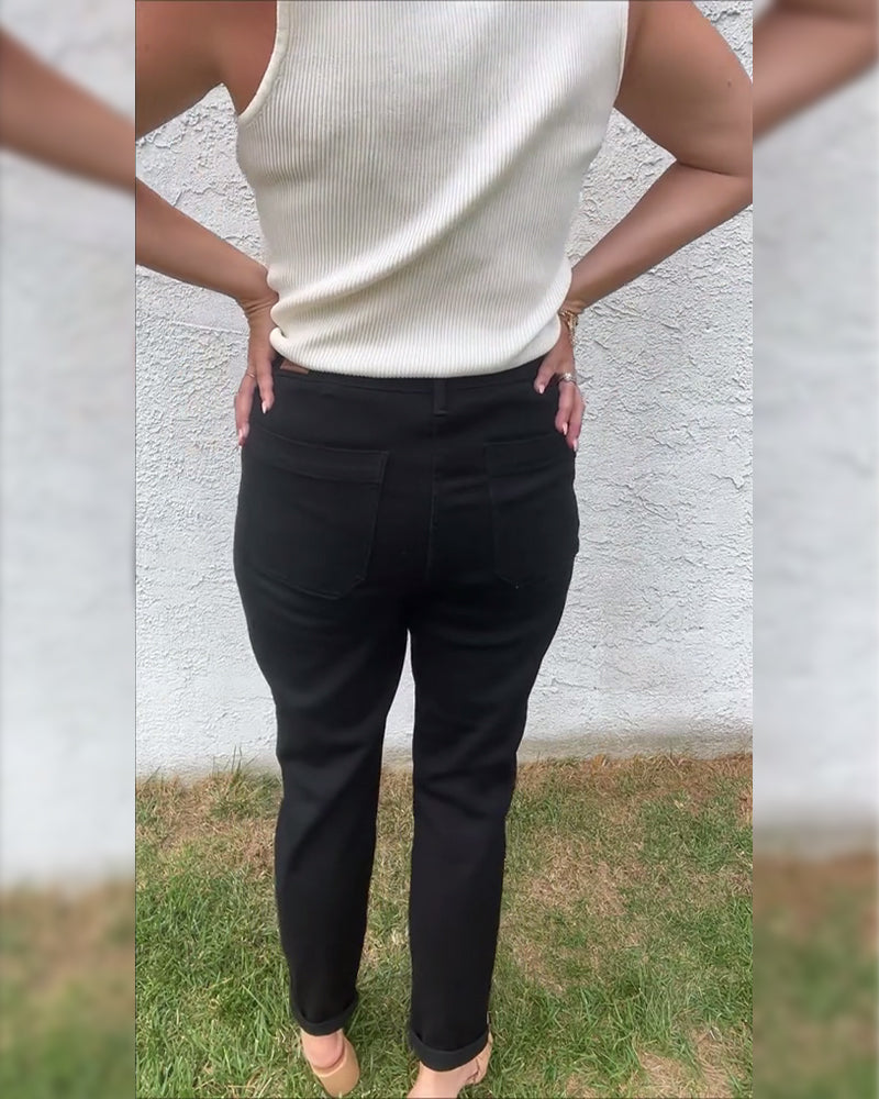 Bukser Ensfarvede Afslappede Stræk