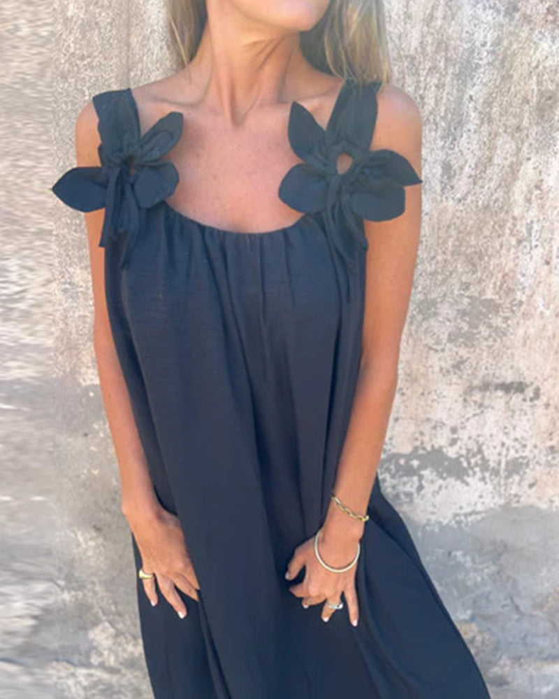 Kjole Ærmeløs Ensfarvet Fashion Lang