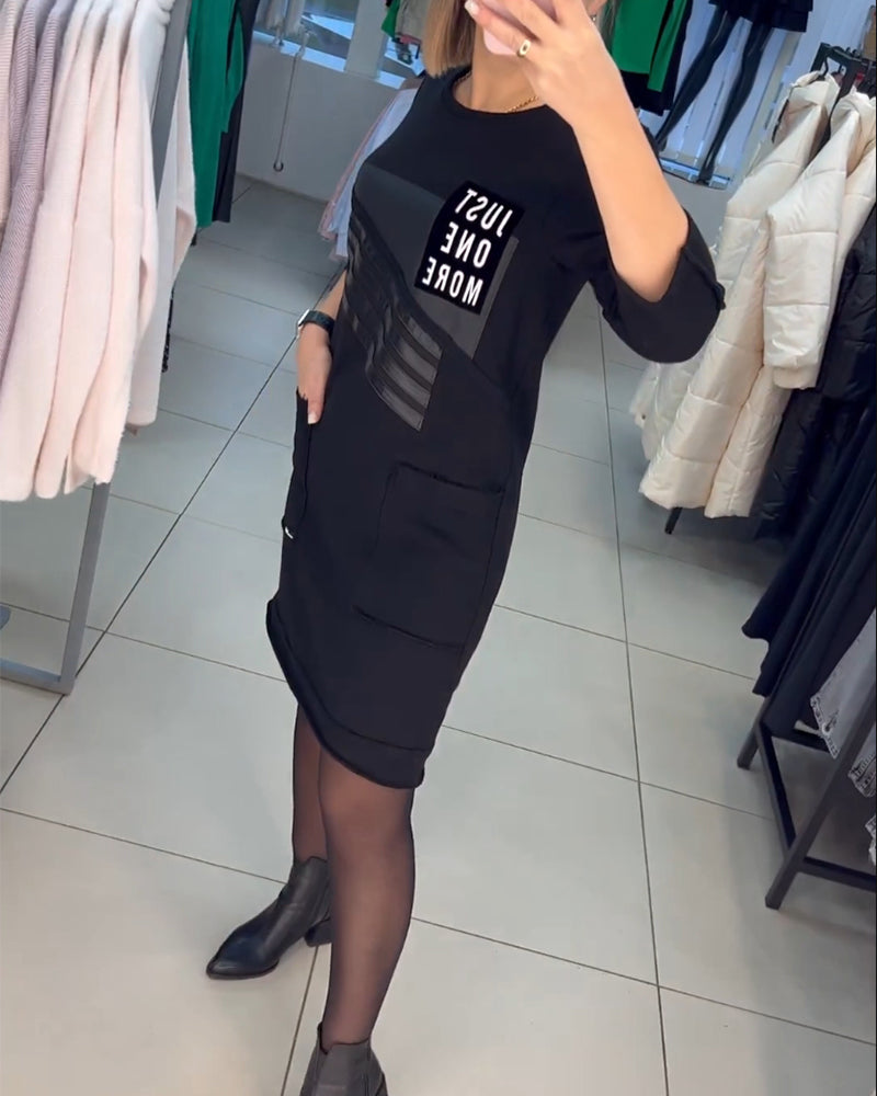 Shift kjole med print og sidelomme