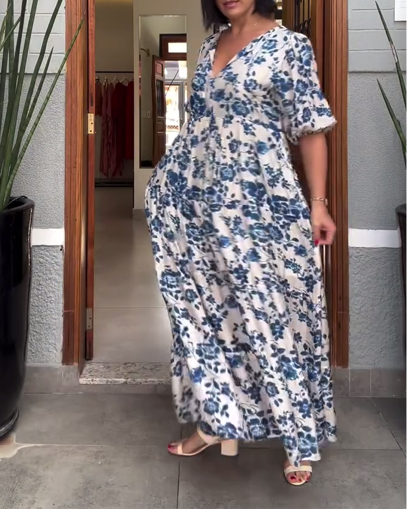 Kjole Kortærmet Blomsterprint