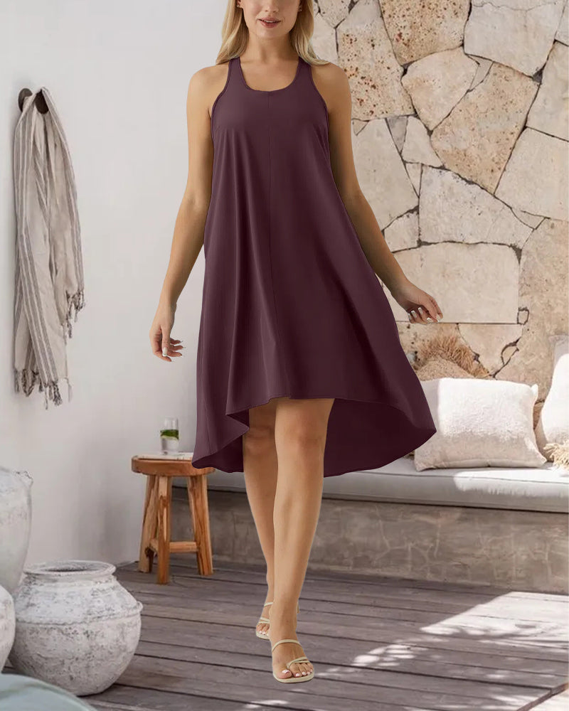 Kjole Indbygget Bh Uregelmæssig Ærmeløs Vest