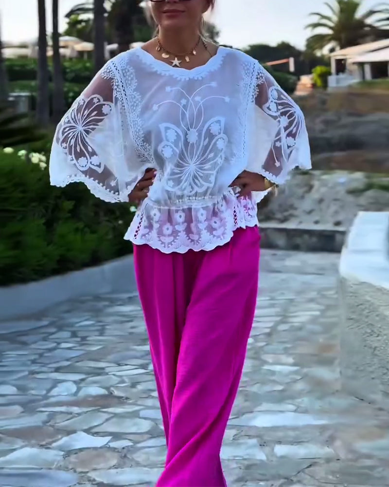 Bluse Ensfarvet Moderigtig