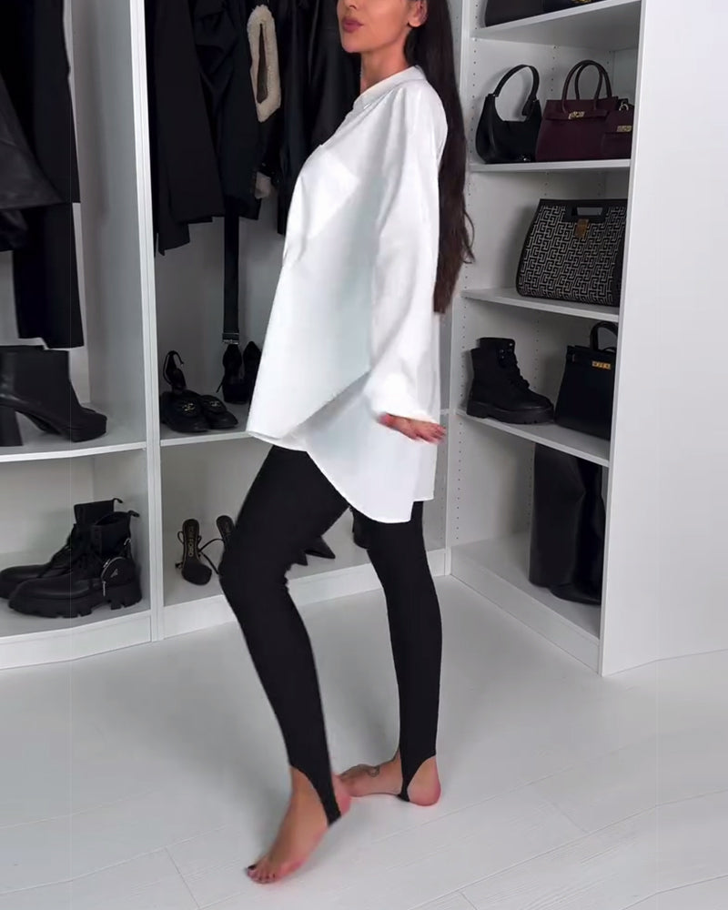 Ensfarvede Leggings Med Ankelstropper