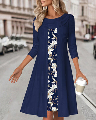 Kjole Blomstertryk Patchwork To-Delt