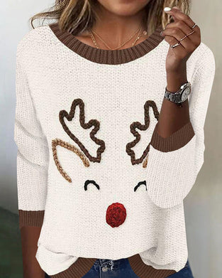 Sweater afslappet julemønster med rund hals