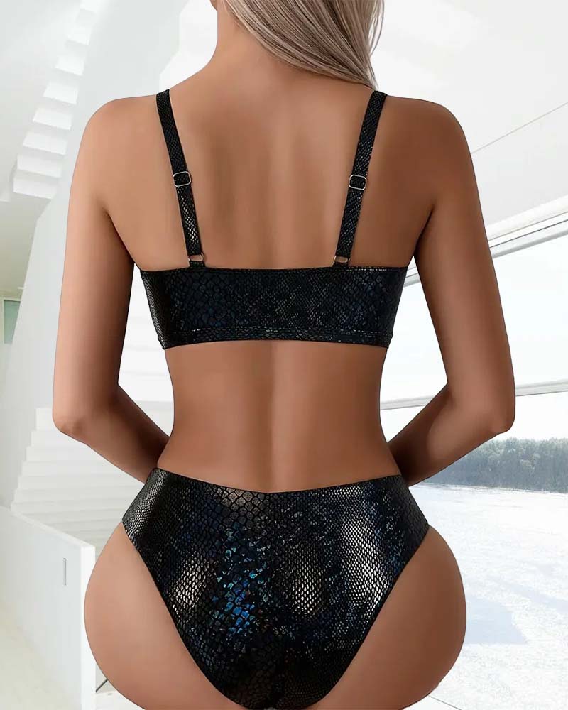 Bikini Slangeprint Brystbånd Høj Talje Triangel