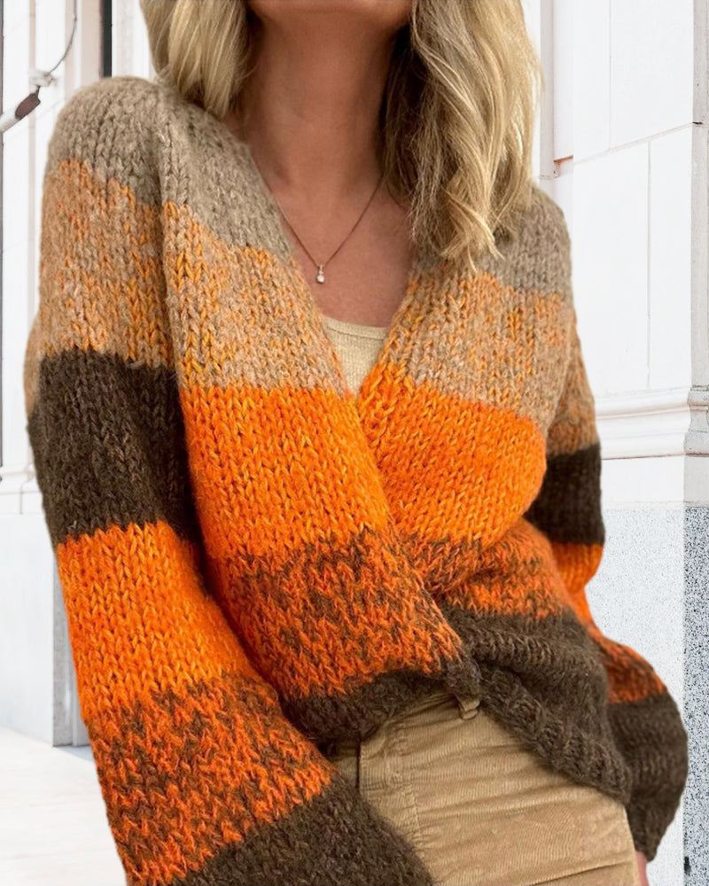 Farveblok løs cardigan