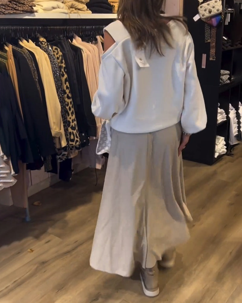 Sweatshirt i løs pasform med bare skuldre