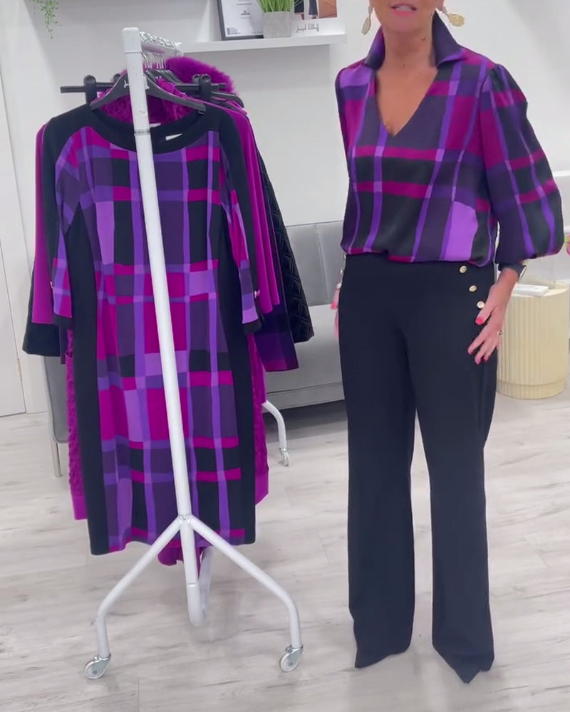 Ternet bluse med V-hals