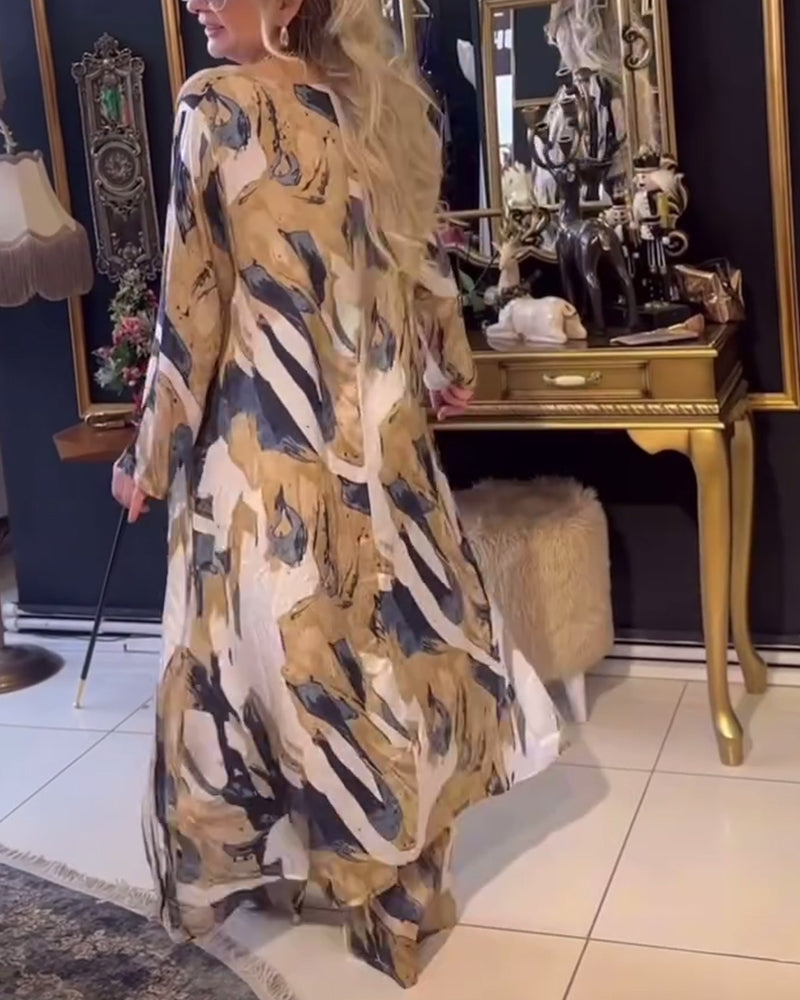 Elegant todelt sæt | Top og bukser med print