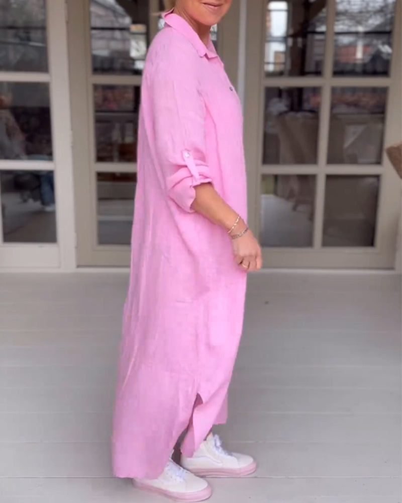 Lyserød skjortekjole