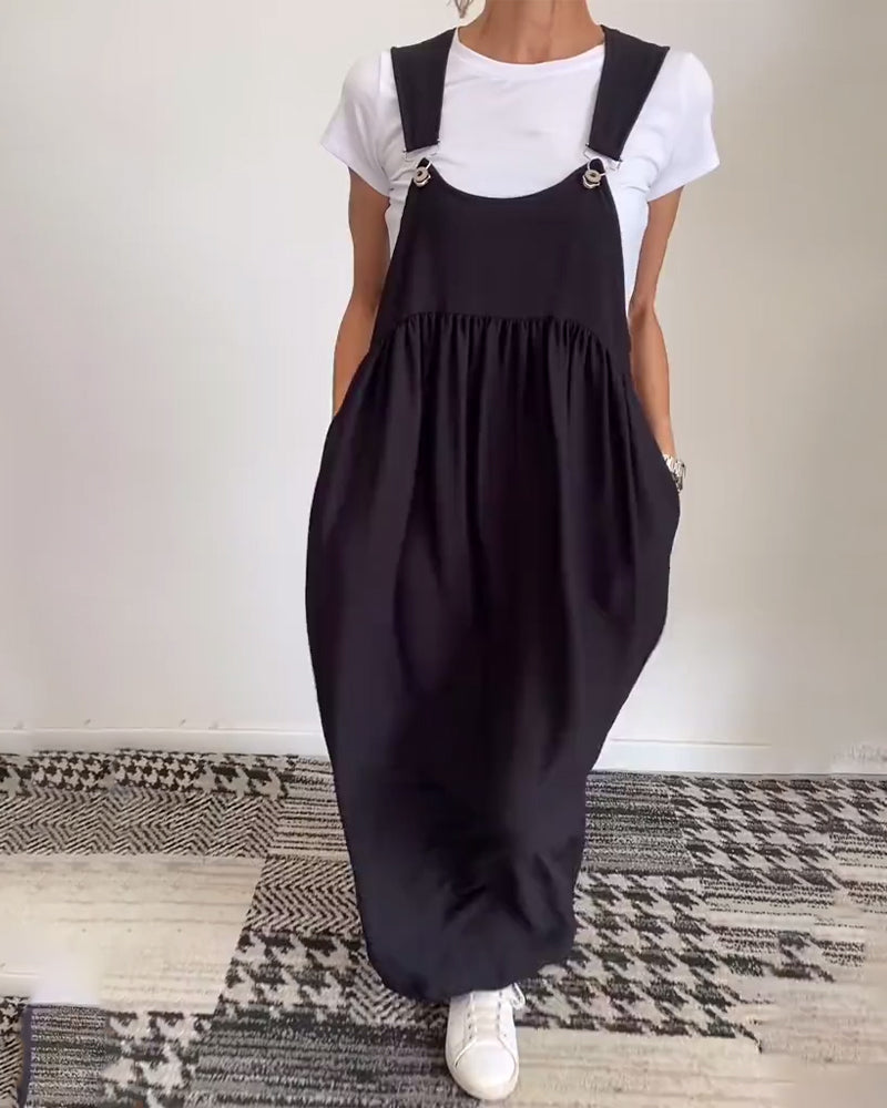 Kjole afslappet ensfarvet hofteholder