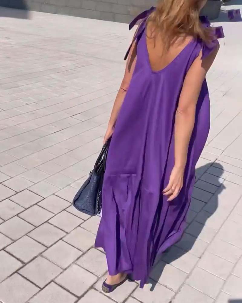 Lilla afslappet kjole med stropper