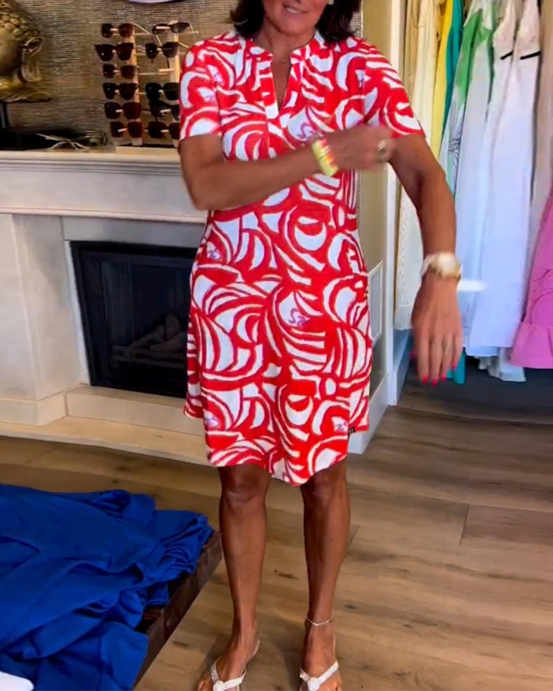 Casual kortærmet kjole med print