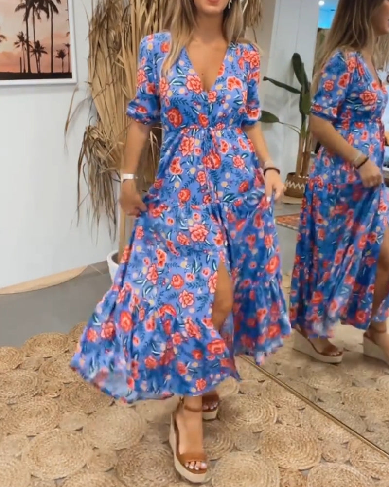 Kjole med roser og slids