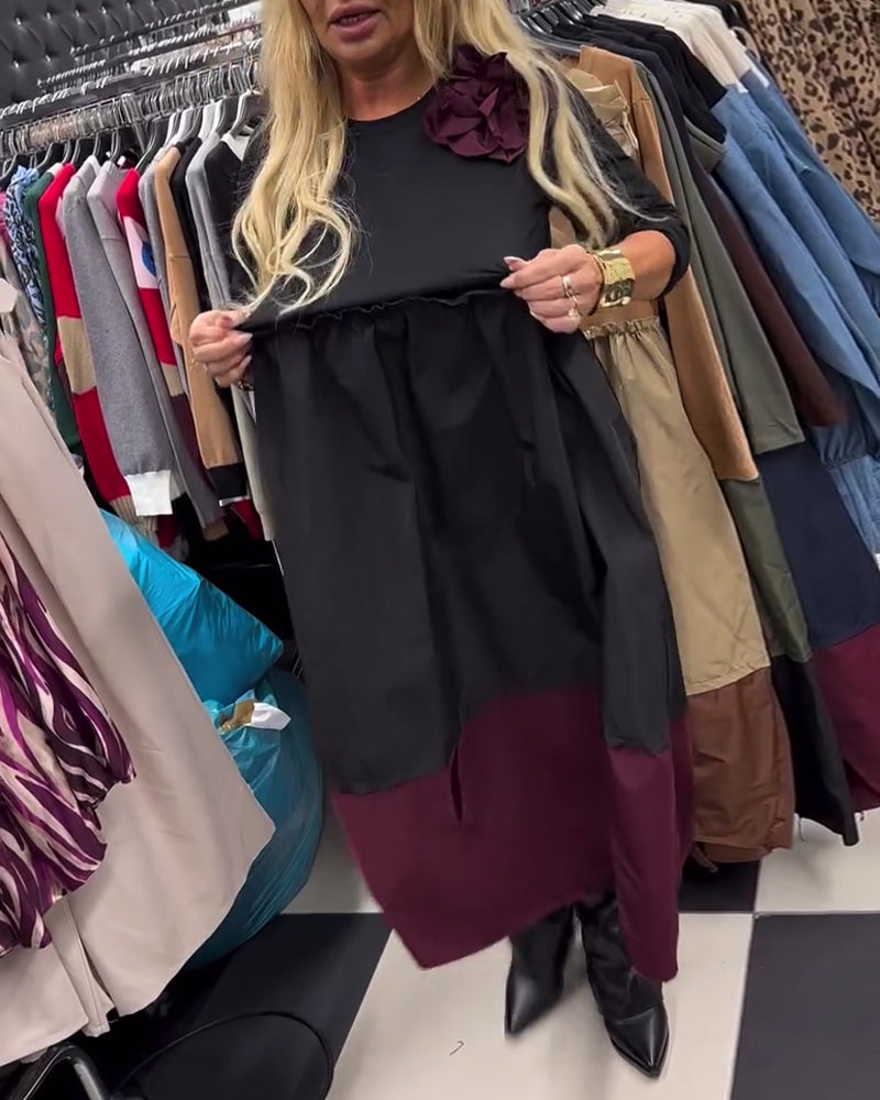 Elegant kjole med kontrastkant