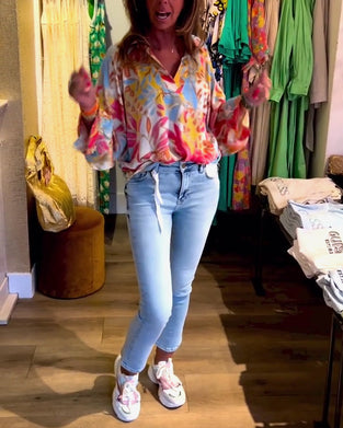 Langærmet top med skjortekrave