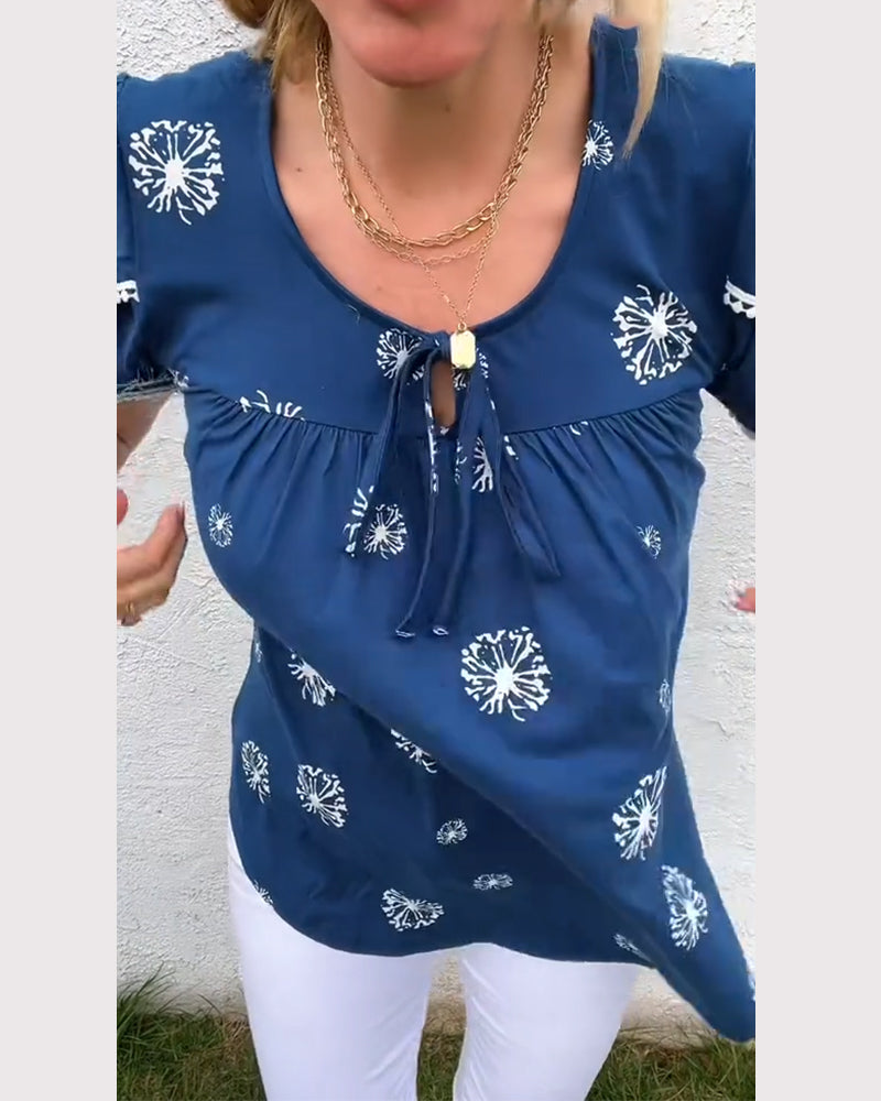 Bluse Petalærme Print Tie-Dye