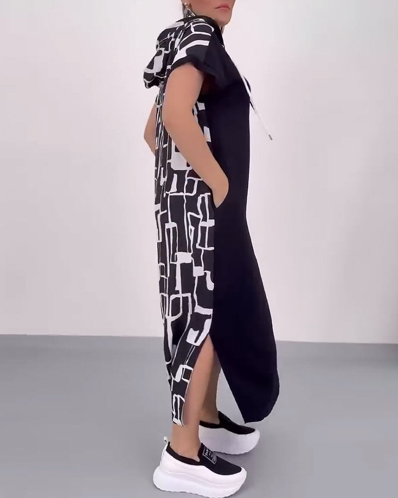 Kjole Halv-zip Løs Kontrast