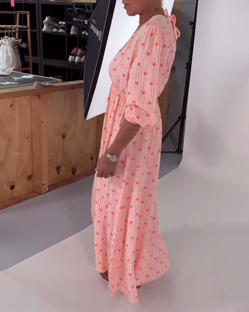 Kjole Elegant V-Udskæring Hjertemønster