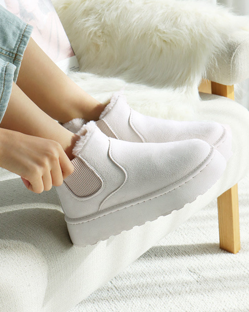 Ensfarvede snestøvler med tyk sål