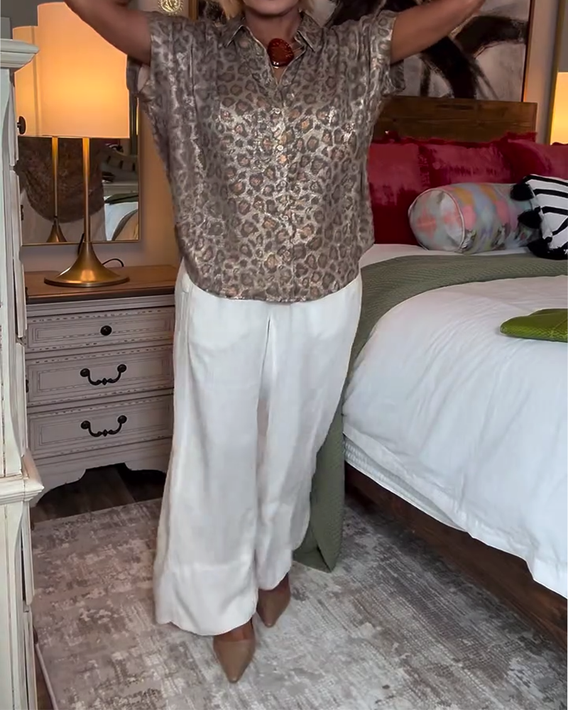 Bluse afslappet leopardprint