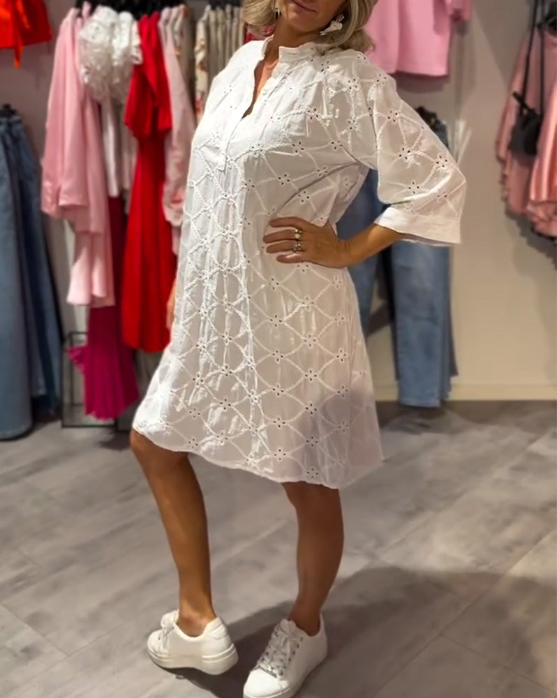 Kjole Langærmet Udfældet Blomst Løs