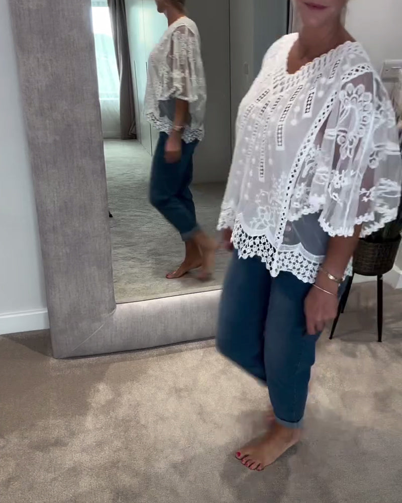 Bluse V-Hals Stilfuld