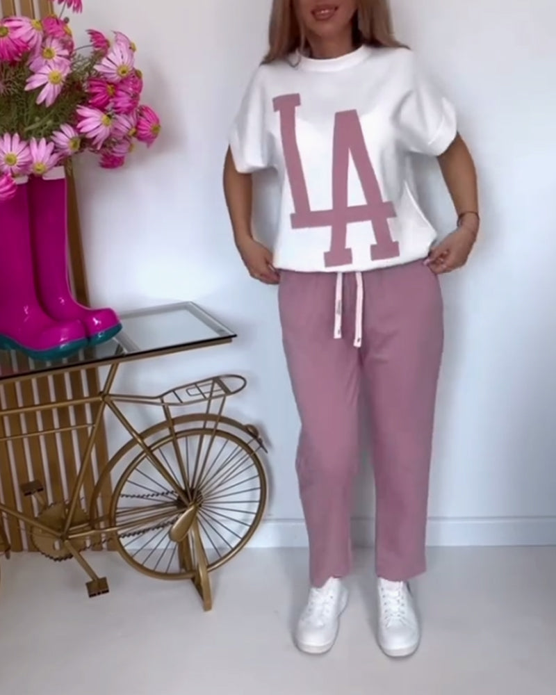 Sæt Casual Letter Print Sports