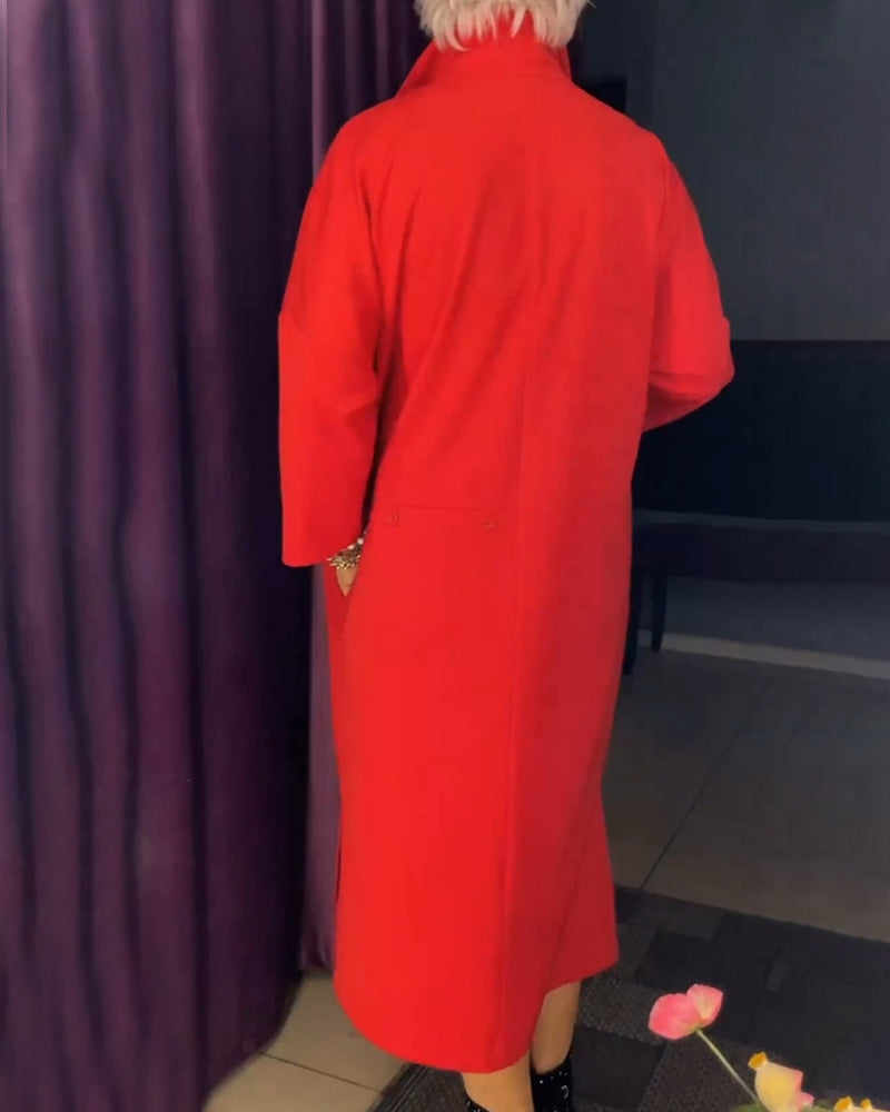 Lang kjole med lommer og skjortekrave