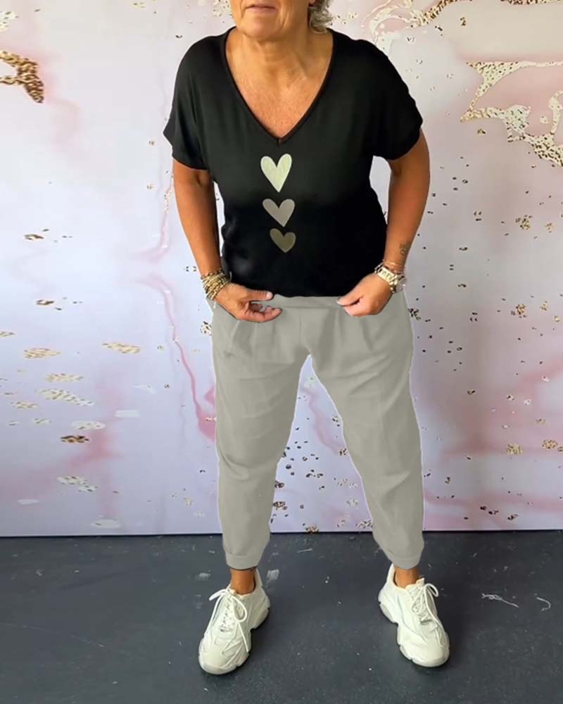 Ensfarvede loungewear bukser med elastisk talje