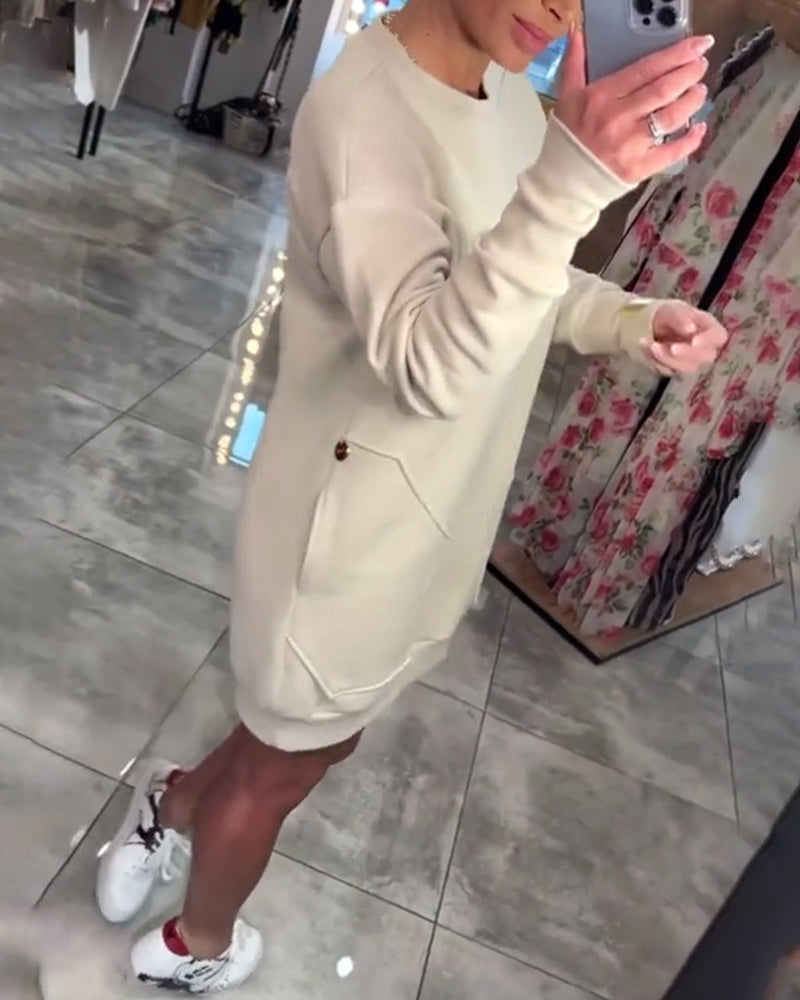 Kjole Pullover Lomme Langærmede