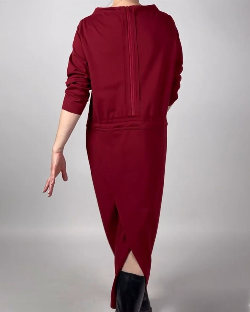 Ensfarvet kjole med lommer