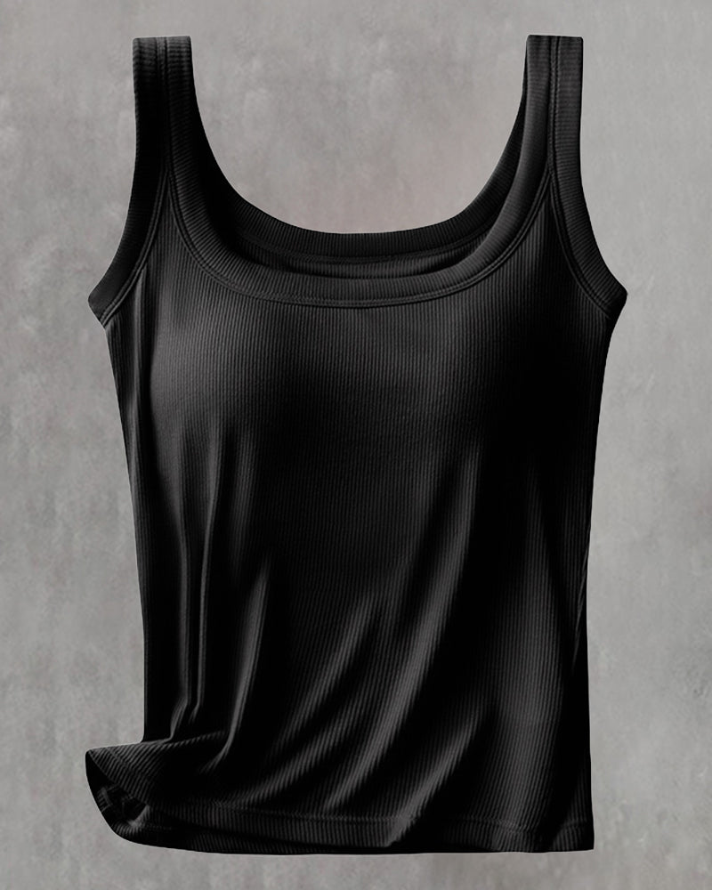 Ærmeløs Top I Ensfarvet Med Indbygget Bh