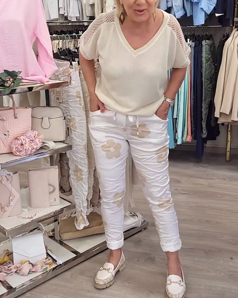 Bukser afslappet print snøre