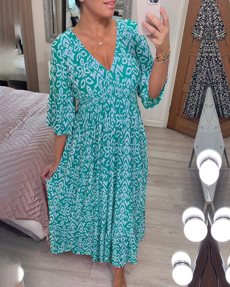 Mønstret lang kjole